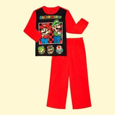 Super Mario Boys Long Sleeve Top and Pants Pajama Set, XS, NWT