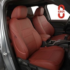 EKR Custom Fit Leather Seat Covers for Toyota Tacoma CrewCab 2024 2025 2026 Wine