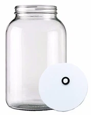 One Gallon Wide Mouth Glass Jar Carboy Fermenter With Grommeted Lid
