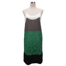 Prada 2015 Dress Sleeveless Midi Long Lace Green White P32Q4