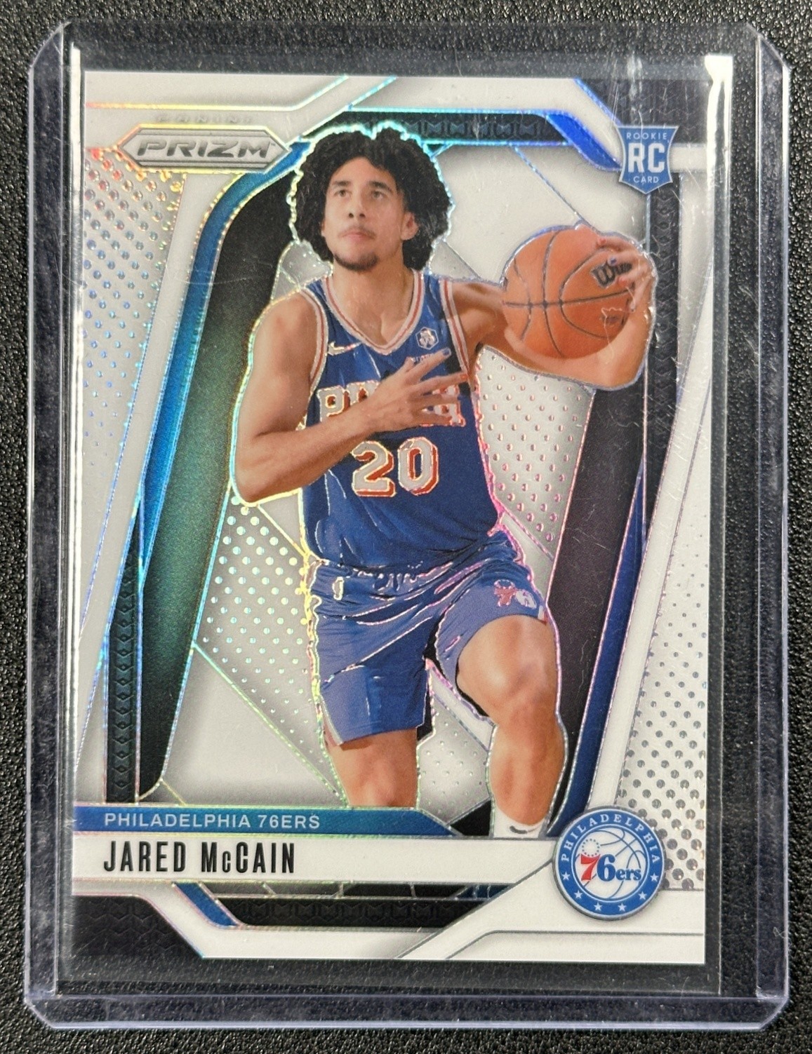 JARED MCCAIN 2024-25 PANINI PRIZM #222 ROOKIE WHITE RC 83/175 76ERS