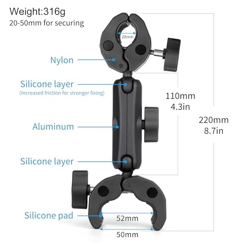  Double Super Clamp Camera Mount, Umbrella Clamp for Chair, Desk, Stroller, 