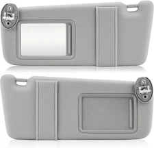 Left and Right Gray Sun Visor Pair With Cover Trims for Toyota Venza 2009-2016