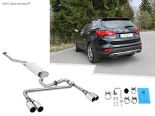 Fox Edelstahl Duplex Komplettanlage für Hyundai Santa Fe 3 4x4 DM je 2x90mm rund