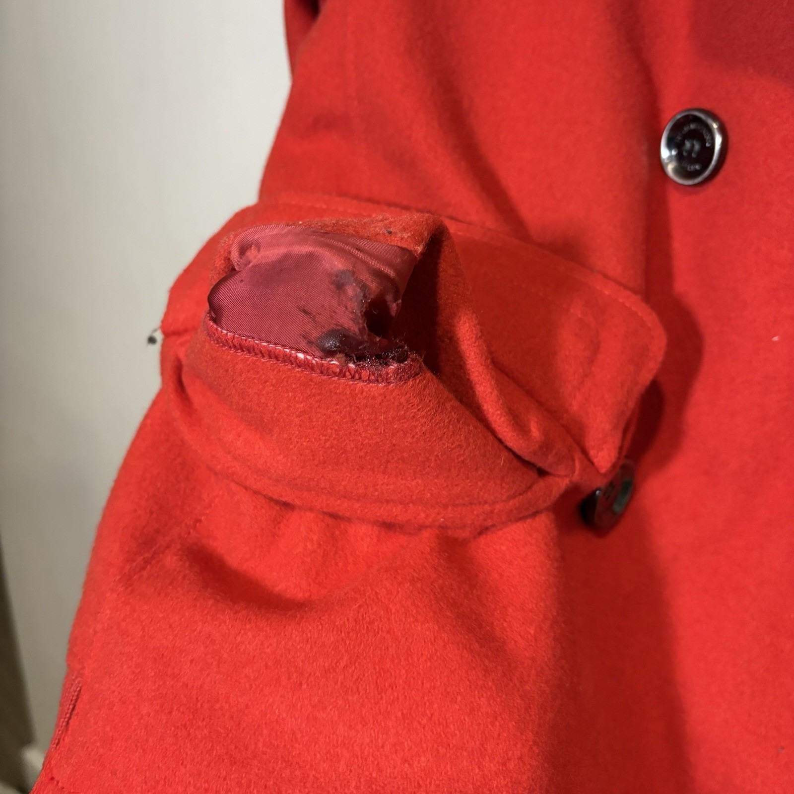 Burberry London coat women's 6 red wool cashmere blend double breasted peacoat image 7