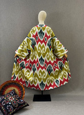 Uzbek Ikat Chapan Handmade Cotton Kimono Kaftan Boho Jacket Robe Festival Coat