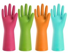 Rubber Cleaning Gloves for Kitchen - 4 Pairs Reusable Dishwashing Gloves for ...