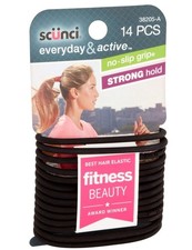 Scunci Black Gel Elastics, No Slip Grip, Strong Hold-ponytailers, 14 Count pack