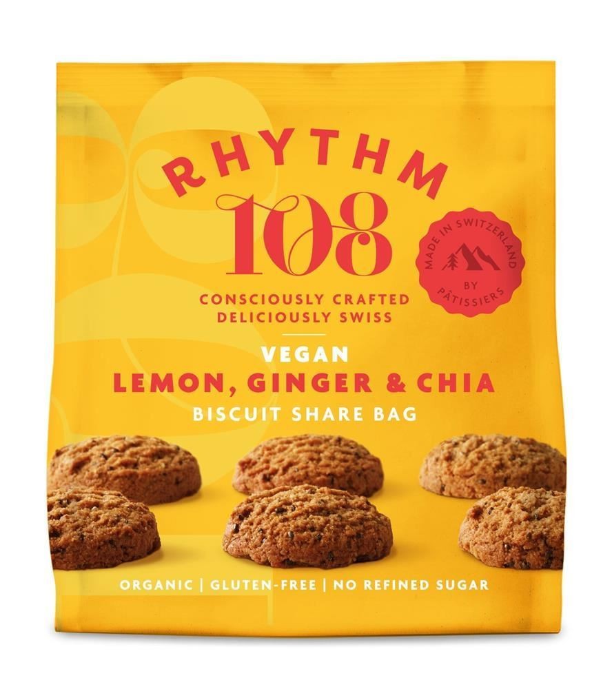 Rhythm 108 Lemon Chia Tea Biscuit Bag 135g - 2 Pack