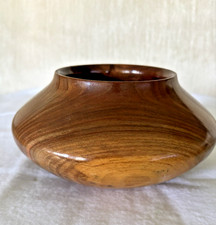 Hand-Turned Wood Bowl, signed dated, VTG,4" mouth, approx 6w x 4h