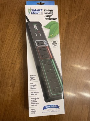 Smart Strip Energy Saving Surge Protector ~ 3ft Power Cord, (NEW, Open Box)