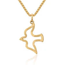 14K Solid Yellow Gold Dove Necklace