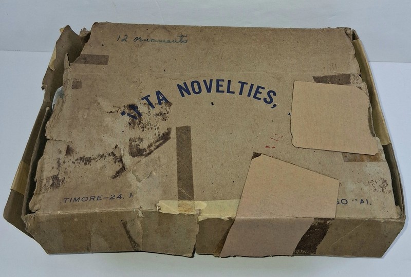 Vintage HEIM Glass SANTA NOVELTIES Christmas Ornament Empty Box Only
