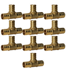 10 Pack  XFITTING 5/8" x 5/8" x 5/8" Pex Tee, Crimp Version, Lead Free Brass