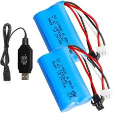 2PCS 7.4V 1200mAh Rechargeable Battery SM-2P Plug USB Charger for RC Toys Turck