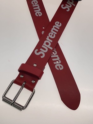 Supreme Repeat Leather Belt, Cowhide, Red, Men's | eBay