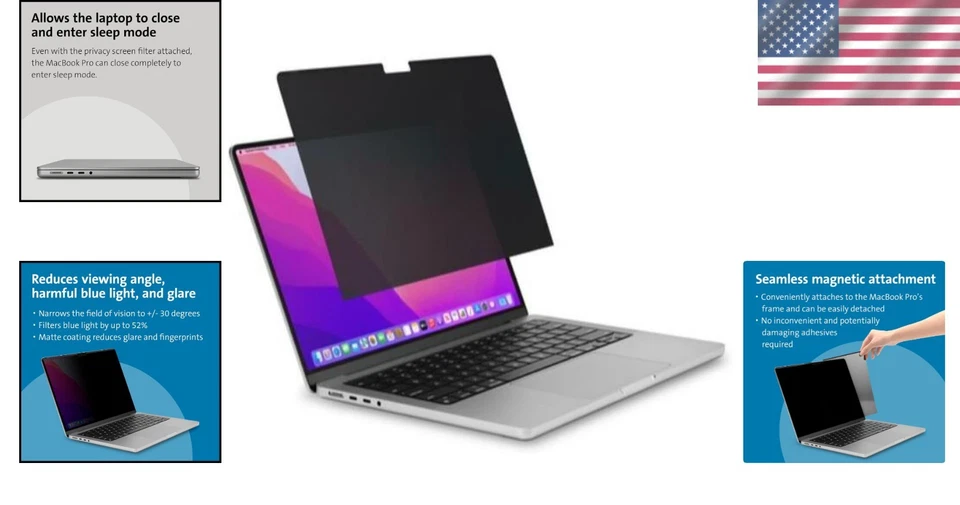 Magnetic Privacy Filter for MacBook Pro 16" - TAA-Compliant - Image 2 of 4