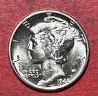 1945 Choice Uncirculated US Mercury SILVER Dime "Philadelphia" Mint! Old Coin!