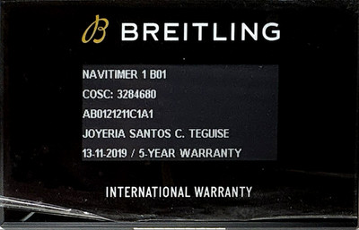 Breitling Navitimer 1 B01 AB0121211C1A1 Authentic Watch Certificate Warranty