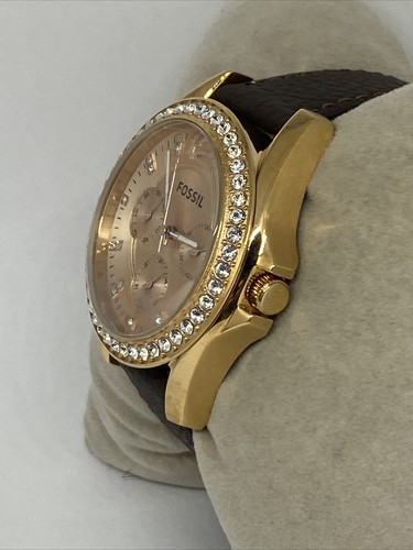 Fossil Riley ES2811 Women's Dark Brown Leather Analog Dial Quartz Watch RQ560 - Picture 4 of 12
