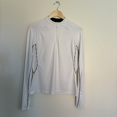 Burberry Golf Damen 1/4 Zip Pullover Oberteil Weiß Größe L 
