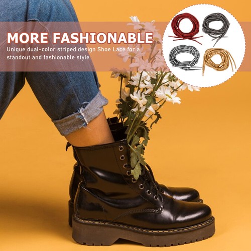 4 Paar gewachste runde Schnürsenkel Miss Schnürsenkel für Herren Sneaker Langstiefel - Bild 5 von 12