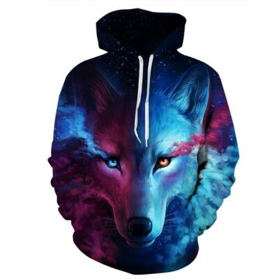Herren Sweatshirt Galaxy Wolf Eagle 3D-Druck Kapuzenpullis Jacke Mantel Pullover