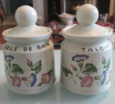 französisches Vintage Set mit 2 Kanistern für das Badezimmer