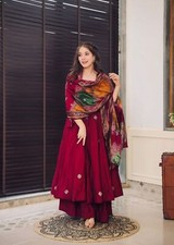 Indian Women Designer Flared Kurta Pant With Dupatta Set Festival Wear Suits Set