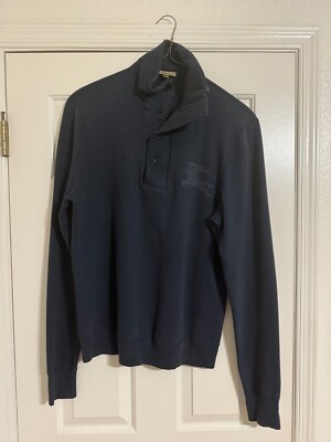 Burberry Brit 1/4 Zip Pullover Sweater Men's M Blue/Gray with Buttons
