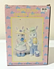 Easter BUNNY RABBIT FIGURINES Porcelain Two By Fabri-Centers 1995 Open Box