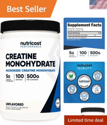 Bulk Micronized Creatine Monohydrate Powder 500G - 5g per Serving for Endurance