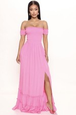 NWT Fashion Nova Laurel Off Shoulder Maxi Dress - Pink, Size L