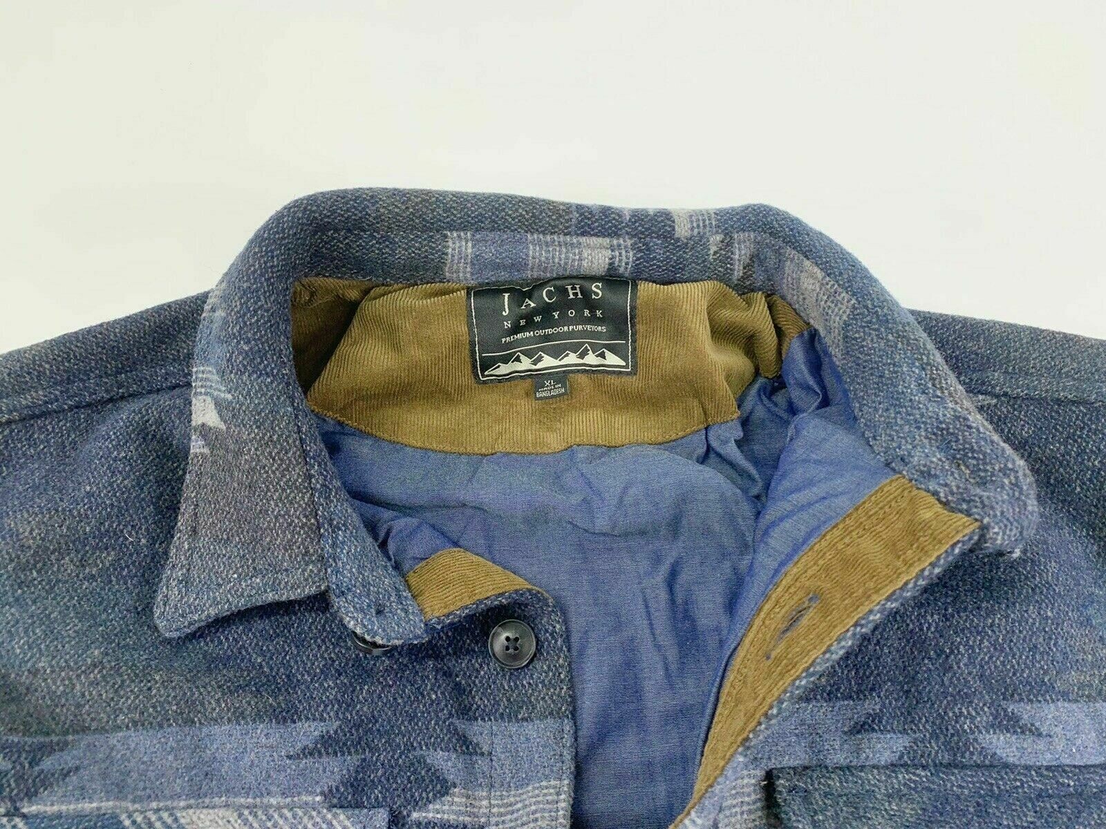 Jachs Men’s Patterned Wool Blend Shirt Jacket Fully Lined Navy Size XXL