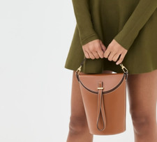 STAUD PHOEBE CONVERTIBLE BUCKET BAG in Cognac Brown MSRP 395