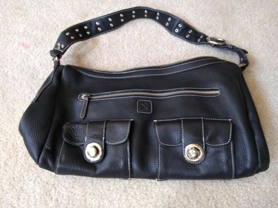 black leather diaper bag
