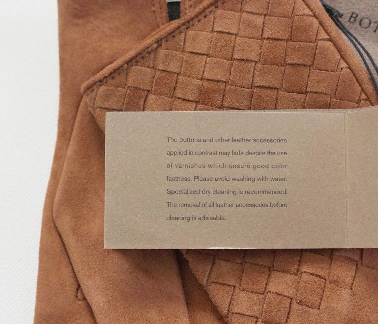 NUOVI Autentici Guanti BOTTEGA VENETA INTRECCIATO Marroni Originari PELLE SCAMOSCIATA 75 US 7 5