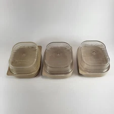 3 Sm Microwave Cookware Dish Tan Bowl w Clear Lid 5 x4 Unbranded Lunch Leftover