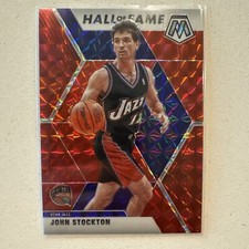 John Stockton 2020-21 Panini Mosaic Hall of Fame Red Reactive Prizm #293 Jazz