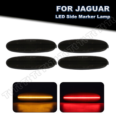 Smoked LED Front + Rear Bumper Side Marker Lights Lamp For 1998-2003 Jaguar XJ8