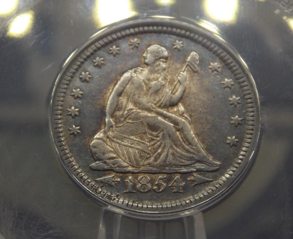 1854 "P" Seated Liberty Quarter *ARROWS* 25c ANACS EF40 XF Details #181 ECC&C - Image 3 of 4