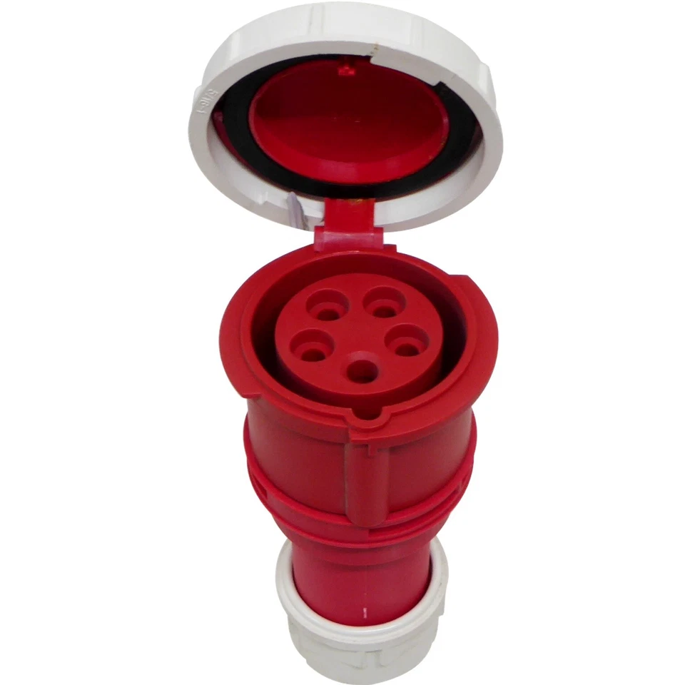 16 Amp Socket IP67 Coupler 5 Pin 3 Phase Waterproof 415V Red 16A Fast Fit - Image 2 of 4