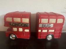 London Bus School Bookends Red -Resin Heavy Rare