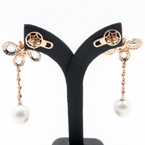 8.92ct Sapphire Topaz Pearl Garnet 925 Sterling Sliver Earring in Rose Gold - Picture 4 of 7