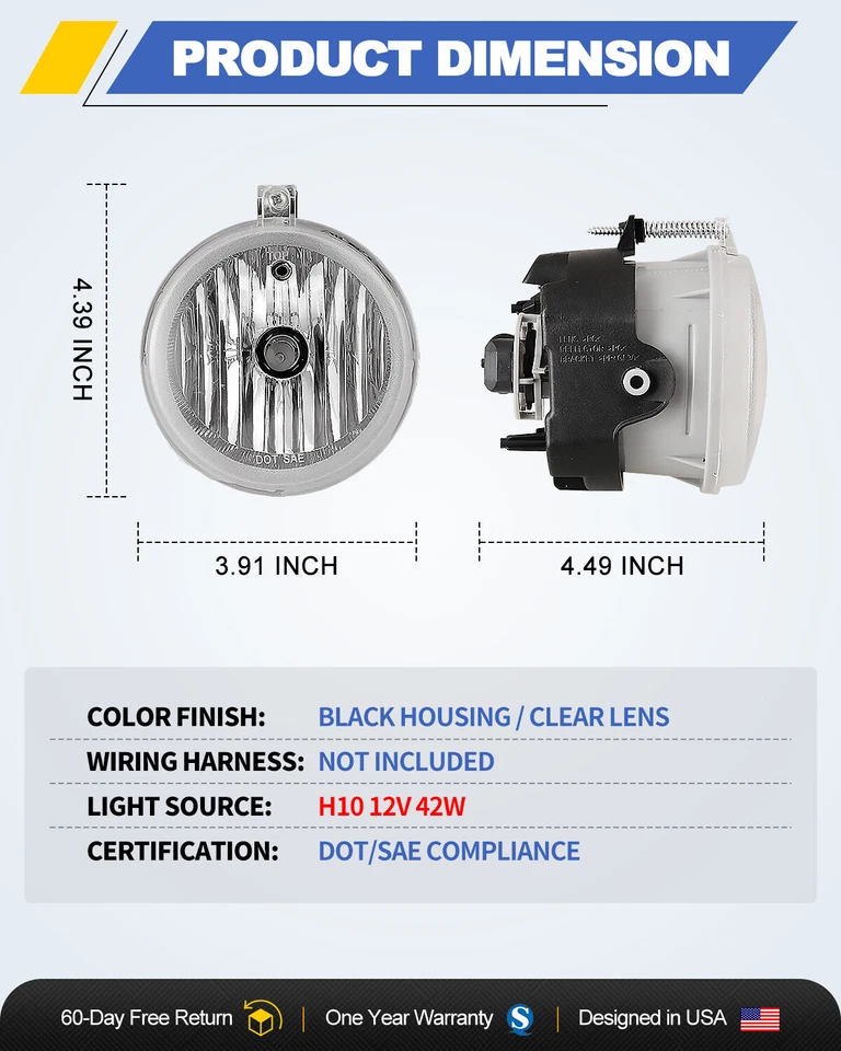 Fog Lights For 2007-2009 Jeep Compass/07-09 Jeep Patriot Driving Clear Lamp Pair - Image 4 of 4