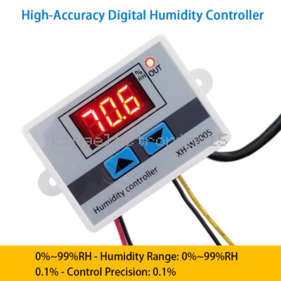XH-W3005 Digital Humidity Sensor Controller – 0-99% RH, 12V/24V/220V, Hygrometer Switch For Humidity Control