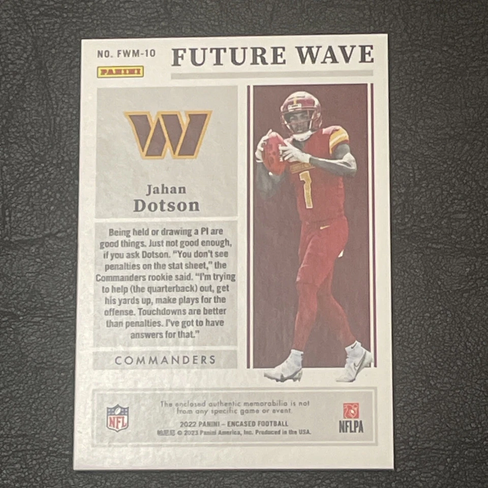 2022 Rookie Green Future Wave Patch Jahan Dotson #FWM 9/10 🔥🔥 - Image 3 of 4