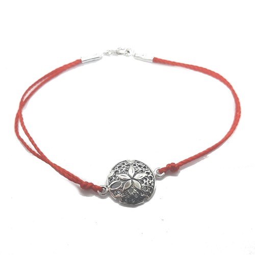 Sterling Silber Armband Seestern massiv punziert 925 mit roter Schnur - Picture 3 of 4