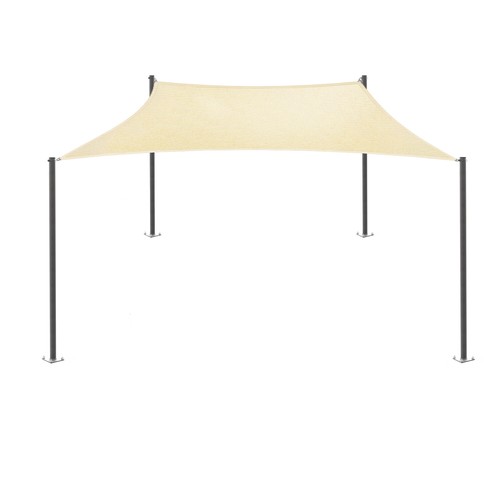 Cubierta de toldo de sol rectangular beige vela de sombra de 14 pies con alambre de acero jardín exterior - Imagen 2 de 9