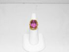 New ListingVintage Hge 18k Gold Plated Purple Cubic Zirconia Ring Size 6 (n1989)
